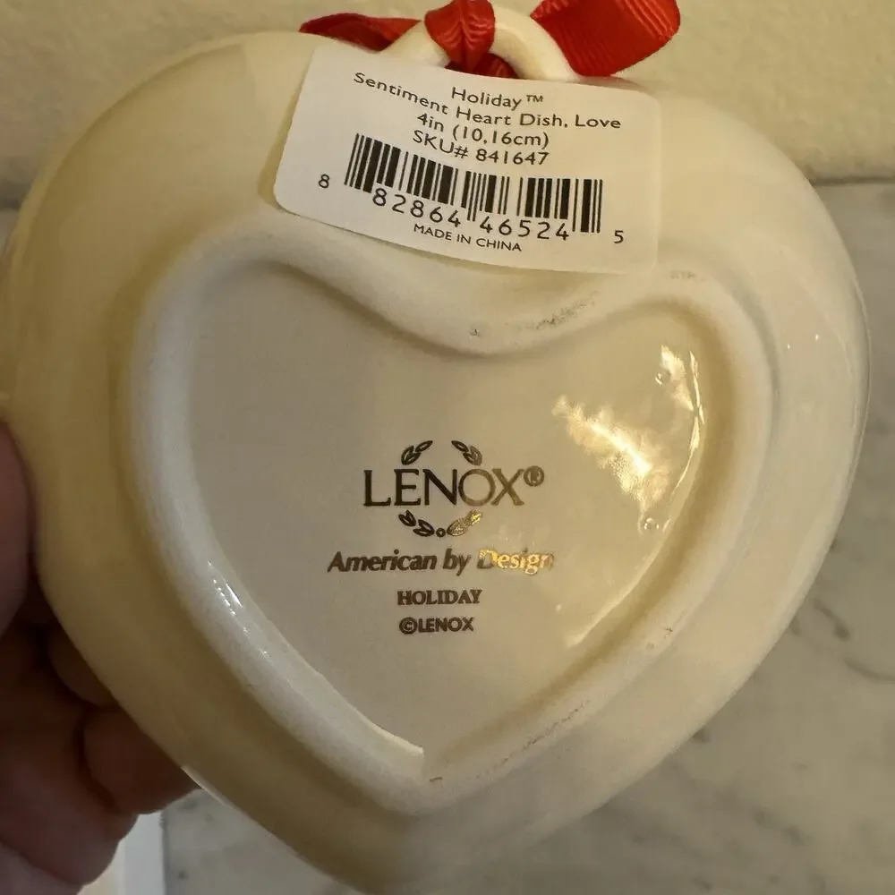 Lenox China Sentiment Heart‎ Candy Nuts Dish Gold Rim Love 4
